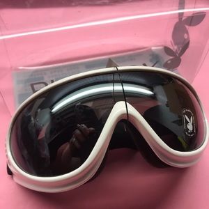 Playboy goggles white sunglasses shield snow bunny sand burning man desert